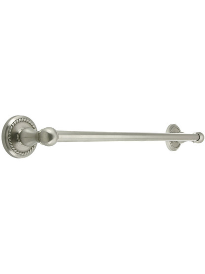 18 inch Brass Towel Bar with Rope Rosettes in Satin Nickel.